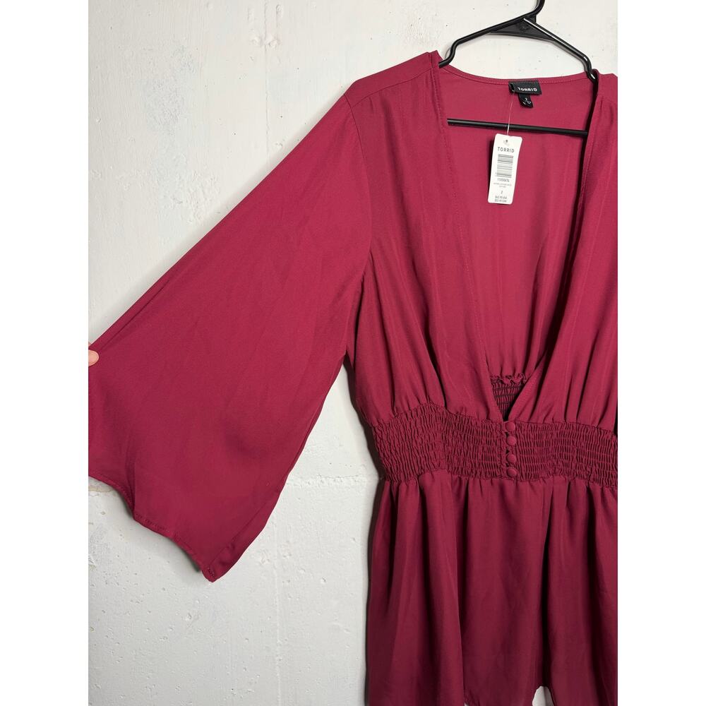 NEW Torrid Sheer Burgundy Babydoll Blouse Size 2X Top - Picture 6 of 7